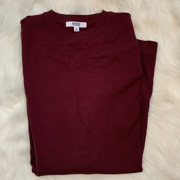 BB Dakota Womens Sweater Dress Red Burgundy Slit Crew Neck Long Sleeve Small - Picture 4 of 10